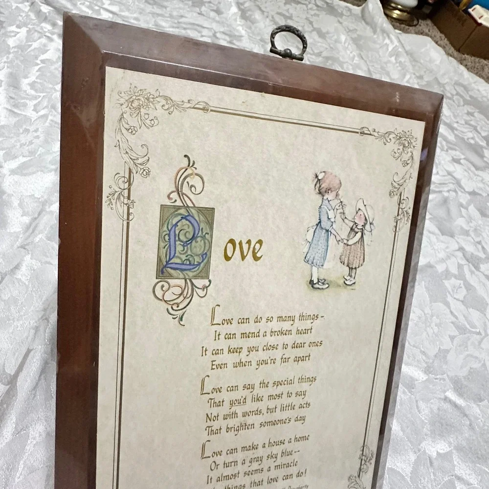 Vintage Holly Hobbie Wood Wall Plaque Brown Vintage 1972 Love Poem Art NIPackage